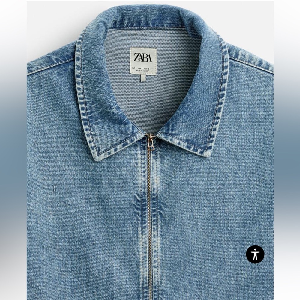 Zara ZIPPERED DENIM SHIRT Size XL NWT - Picture 3 of 4